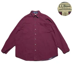 LLBean エルエルビーン ShirtJacket シャツジャケット WorkShirt ワークシャツ DuckFabric ダック生地  CheckeredLining 裏地チェック柄 Cotton コットン Burgundy バーガンディ L