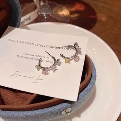 カラーストーン フープ ピアス｜キラキラ 上品 大人可愛い 韓国風 新品