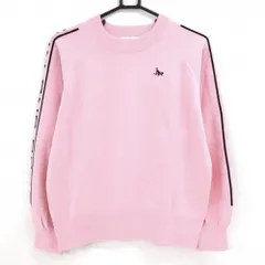 【超美品】ジュンアンドロペ セーター ピンク 袖ロゴ ハイネック ニット  レディース M ゴルフウェア JUN＆ROPE