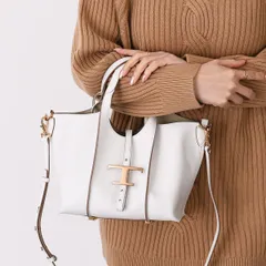 TOD'S トッズ バッグ 2WAY Tタイムレス レザー ミニショッピング BAG XBWTSBA9100Q8E レディース ハンドバッグ ショルダーバッグ レザー ロゴ オケージョン