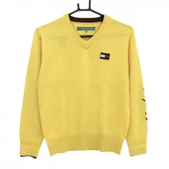 【超美品】トミーヒルフィガーゴルフ セーター イエロー ロゴネイビー ワッペン レディース M ゴルフウェア Tommy Hilfiger Golf
