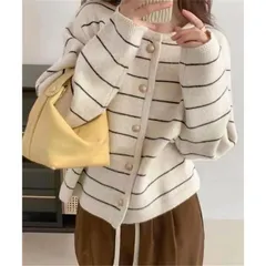 細ボーダーニットカーディガン レディースIRONE