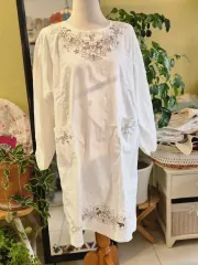 白刺繍ロングワンピース レディース ONE PIECE エプロン