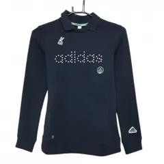 【新品】アディダス 襟付長袖シャツ ネイビー フロントロゴ 厚手 レディース XS ゴルフウェア adidas
