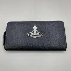 極美品　Vivienne Westwood　ヴィヴィアンウェストウッド　長財布　ロングウォレット　ラウンドファスナー　ヴィーガンレザー　ビッグロゴ　シルバー金具　黒　ブラック