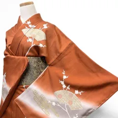 金駒刺繍　金彩　未着用　訪問着　梅花　観世水　蝶　着物　013b p ms