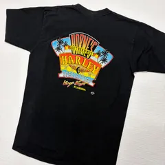 【激レア】80s 90s ハーレーダビッドソン Tシャツ USA製 BELTON 黒 L ポケT 両面プリント キーウェスト シングルステッチ ビンテージ ヴィンテージ ストリート バイク 企業物 HORNE'S 古着 アメカジ 【1159SA】