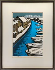 松見八百造　大判木版画　『鰊御殿』　額装なし 松見八百造 大判木版画額 『鰊御殿』 額装なし