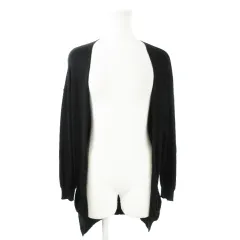 アルファベッツアルファベット Alphabet's alphabet カーディガン ニット トッパー 長袖 ミドル丈 切替 変形ポケット F 黒 ブラック /AO6 ☆