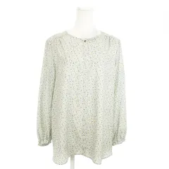 ミッシェルクラン MICHEL KLEIN ブラウス ラウンドネック 長袖 小花柄 総柄 とろみ きれいめ 38 グレー /AO8