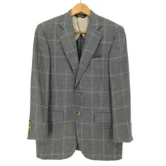 ポールスチュアート Paul Stuart チェック シルクリネン混 2B テーラードジャケット メンズ  A4