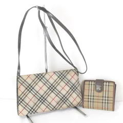 『USED』 バーバリー ノバチェック ショルダーバッグ/折り財布2点セット ショルダーバッグ キャンバス ベージュ