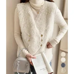 ふわふわファーベストVネックニットベストIRONE