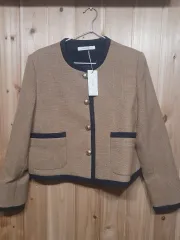 ココブラック ツイード バイカラー クロップド ジャケット L 新品