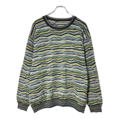 90年代 3Dニットセーター 総柄 マルチカラー(メンズ L)中古 古着 X1762