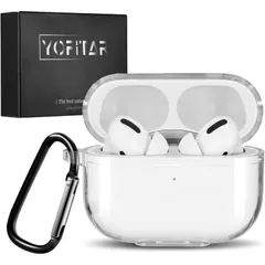 新品 AirPods Pro 2/Airpods Pro ケース (2024/2023/2022/2019) 用 クリア エアーポッズ プロ 第2世代 用 TPUケース 分離式 全面保護カバー 落下防止 耐衝撃 防塵 装着充電可能 防水 カラビナ付き AirP