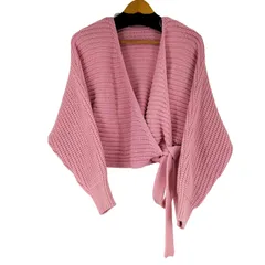 ザラ ZARA Blogger Pink Knit Wrap Tie Cardigan Sweater レディース import：S 