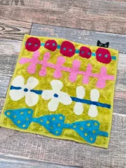 ヴィンテージ フラワー 刺繍 タオル グリーン