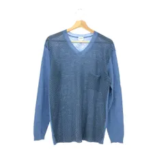 ARMANI COLLEZIONI アルマーニ コレッツォーニ Vネックニット サイズ:52 バイアス柄/ポケット    ブルー メンズ / 243001004367のサムネイル