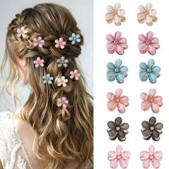 【新着商品】12個セット 前髪クリップ 可愛い 髪飾り 花 ラプンツェル風 ヘアアクセサリー ミニ 髪留め 大人 ヘアクリップ 子供 結婚式 CHANJIF パーティー 誕生日