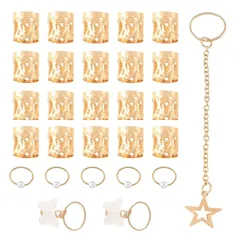 【新着商品】ヘアビーズ 28個セット EsiFare ヘアアクセサリー ダンス ヘアブレイドリング 金具 髪飾り 編み込み用 子供用 ヘアアクセ クリップ 蝶々 チョウ ゴールド シルバー ヘアリボン 体育祭