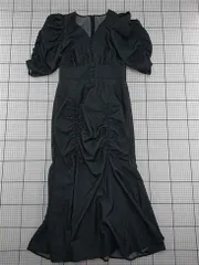 ◇ ⊂ スライ SLY 030GAR33-5550 パフスリーブギャザーワンピース ブラック系 レディース E  【1512220072341】