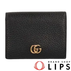 グッチ ダブルG カードケース ウォレット 456126 CAO0G 1000 レザー レディース ブラック 【中古】