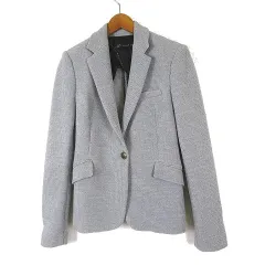 ザラウーマン ZARA WOMAN ブレザー ジャケット ワッフル ジャージー シングル ゴールド 1ボタン XS グレー 小さいサイズ
