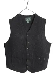 【お得なクーポン配布中!】 ウールリッチ ウール ベスト メンズ XL / ストライプ シンチバック ポケット付き 前開き 重ね着 ブラウンズビーチ タイプ 大きいサイズ 黒