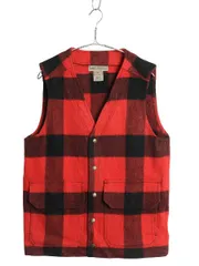 【お得なクーポン配布中!】 エルエルビーン ウール ベスト メンズ S / ブロック チェック マッキーノ 重ね着 前開き ポケット付き ジレ ツートン バッファロー 赤 黒