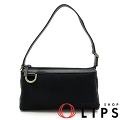 グッチ アクセサリーポーチ 145750 GGキャンバス/レザー レディース ハンドバッグ ブラック  美品 【中古】