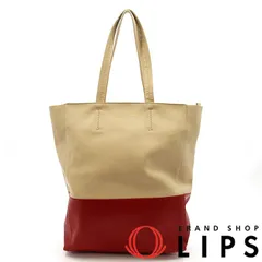 セリーヌ カバ スモール  レザー レディース トートバッグ ベージュ/レッド  美品 【中古】