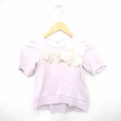 エニィファム anyFam 子供服 Tシャツ カットソー 丸首 リボン 英字 ラメ 半袖 110 薄紫 パープル /TT39