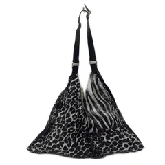 manipuri(マニプリ) ショルダーバッグ - 黒×アイボリー×ダークグレー アニマル柄/ペイズリー柄 コットン、レザー