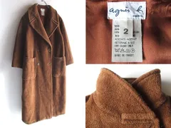 希少 フランス製 80sビンテージ agnes b. アニエスベー キャメルウールビーバー ダブルコート ロングコート 2 ブラウン アーカイブ VINTAGE