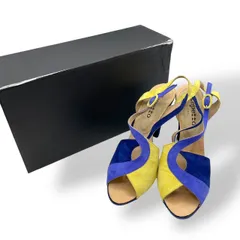 極美品　Repetto　レペット　サンダル　ハイヒール　スエード　オープントゥ　クロスストラップ　バイカラー　青　ブルー　黄　イエロー　24.5cm 39