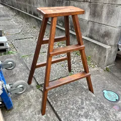 345 時代脚立 木製 折りたたみ 梯子 古道具 アンティーク ディスプレイ