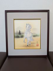 真作保証】古長瑤子「柴犬」油彩4号 直筆サイン 裏書き有り 絵画 美術