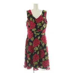 グレースコンチネンタル GRACE CONTINENTAL ワンピース 38 黒 ブラック 花柄 マゼンタ Vネック ノースリーブ 花柄 /AG ■OS