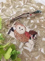 個性豊かな鳥さんたちのミニポーチ ハンドメイド　フクロウ　ハシビロコウ　シマエナガ　インコ　北欧　夜鳥　定期入れ　小銭入れ　カードケース　メイクポーチ　ポーチ