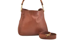 GUCCI グッチ バンブー 2Way ショルダー クロスボディ ハンドバッグ レザー ブラウン 5489N