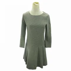 アンタイトル UNTITLED ワンピース ひざ丈 総柄 長袖 1 白 黒 ホワイト ブラック 0728 ■MET1