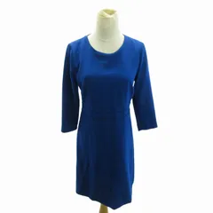 バナナリパブリック BANANA REPUBLIC 美品 ワンピース ひざ丈 長袖 4 青 ブルー 0719 ■MET1