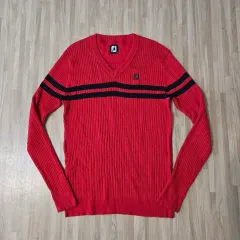 95) FJ フットジョイ レッド Vネック ニット 長袖Tシャツ