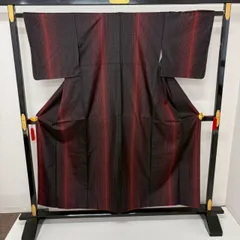 大島紬 格子 縞模様 素敵なデザイン 正絹 着物 MK-3142