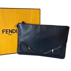 FENDI フェンディ 7N0078 バッグバグズ　モンスター クラッチバッグ セカンドバッグ クラッチポシェット レザー スタッズ ネイビー