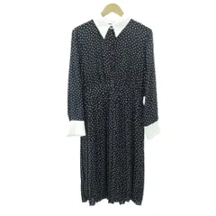 ザラ ベーシック ZARA BASIC ドット プリーツ ワンピース スカート ロング 紺 ネイビー M