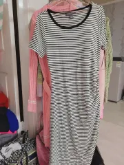 어피 IN THE POT ストライプ 半袖 ロング ONE PIECE