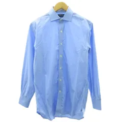 ラルフローレン RALPH LAUREN 近年 ドット シャツ ポニー刺しゅう 長袖 青 ブルー 15.5 約S 0200015605 STK