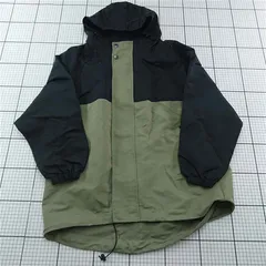 ◇ ⊇ バイカラー切替フードジャケット カーキ系×ブラック系 メンズ E  【1512220076110】